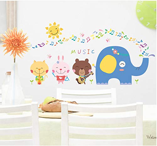 Animal music sala infantil jardín de infantes decorativo decorativo impermeable pegatinas de pared 41 * 82 cm