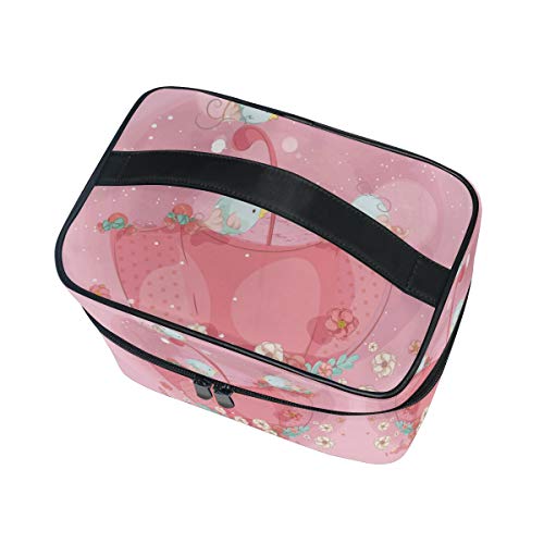 Animales De Pájaros Rosados ​​Infantiles Organizador Bolsa de Cosméticos Bolsas Neceseres de Maquillaje Estuche de Aseo de Tocador para Mujeres Señoras Niñas