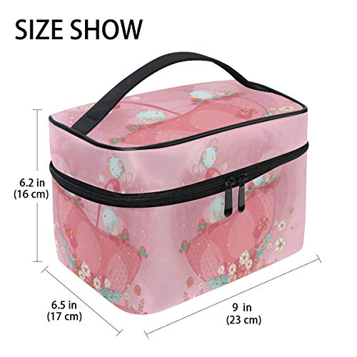 Animales De Pájaros Rosados ​​Infantiles Organizador Bolsa de Cosméticos Bolsas Neceseres de Maquillaje Estuche de Aseo de Tocador para Mujeres Señoras Niñas