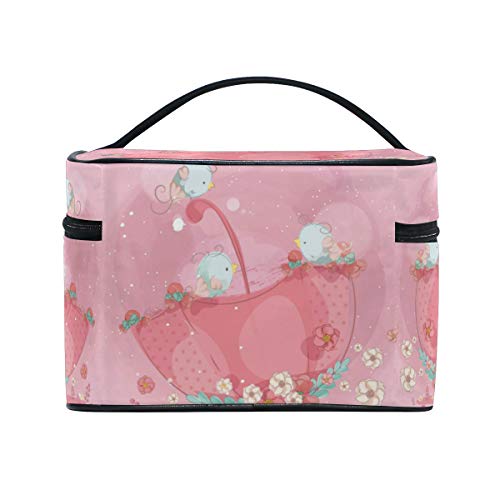 Animales De Pájaros Rosados ​​Infantiles Organizador Bolsa de Cosméticos Bolsas Neceseres de Maquillaje Estuche de Aseo de Tocador para Mujeres Señoras Niñas