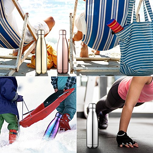 Anjoo Botella de Agua 500 ML, Deportes al Aire Libre Botella Agua Acero Inoxidable con Doble Pared Aislada al Vacío Botella, Aluminio Botella térmica para Bebidas frías y Calientes (Rosa)