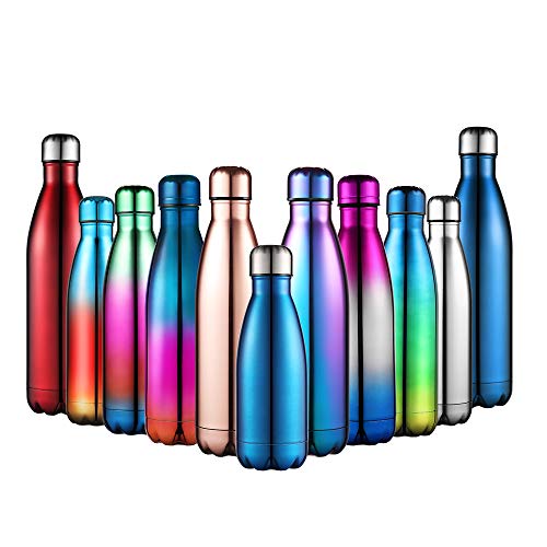 Anjoo Botella de Agua 500 ML, Deportes al Aire Libre Botella Agua Acero Inoxidable con Doble Pared Aislada al Vacío Botella, Aluminio Botella térmica para Bebidas frías y Calientes (Rosa)