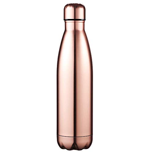 Anjoo Botella de Agua 500 ML, Deportes al Aire Libre Botella Agua Acero Inoxidable con Doble Pared Aislada al Vacío Botella, Aluminio Botella térmica para Bebidas frías y Calientes (Rosa)