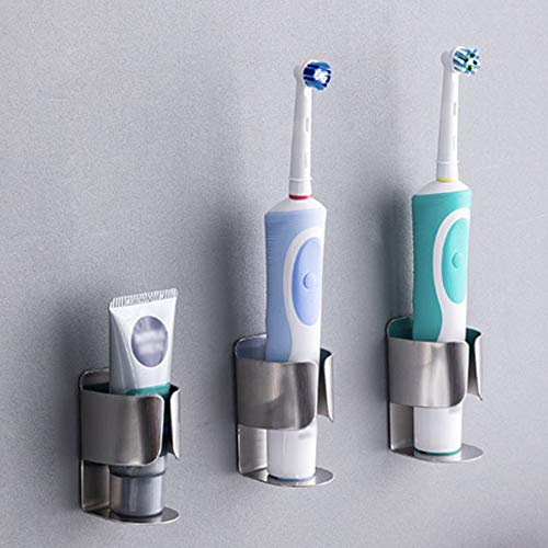 ANNGY Portacepillos de Dientes eléctrico, Autoadhesivo montado en Pared de Acero Inoxidable 304 Organizador de Almacenamiento Soporte para Cepillo de Dientes eléctrico,Pasta de Dientes(2 Paquetes)