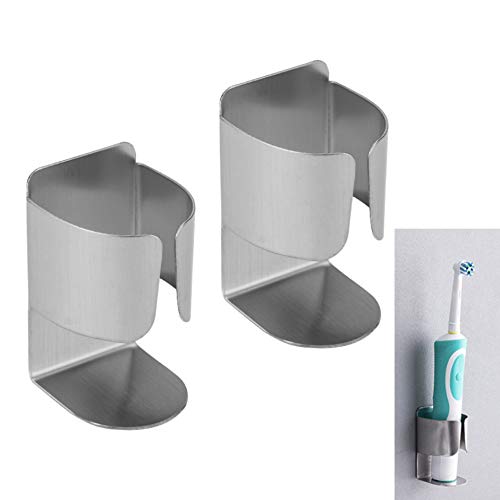 ANNGY Portacepillos de Dientes eléctrico, Autoadhesivo montado en Pared de Acero Inoxidable 304 Organizador de Almacenamiento Soporte para Cepillo de Dientes eléctrico,Pasta de Dientes(2 Paquetes)