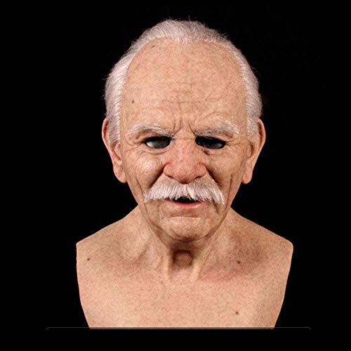 Another Me - The Elder Man - Máscara de silicona, máscara de hombre viejo realista, máscara de arrugas, de cabeza completa de látex para fiesta de Halloween disfraces de decoración realista
