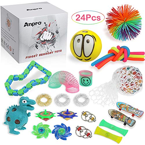 Anpro 24pcs Kit de Juguetes Antiestrés,Libera Estrés y Ansiedad para Adultos,Regalos en Navidad, Fiesta de Cumpleaños