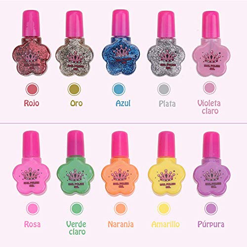 Anpro Kit de Manicura,Esmalte de Uñas Desgarrado para Niñas, Juguetes para Chicas, Regalo de Princesa para Niñas en Fiesta,Cumpleaños,Navidad