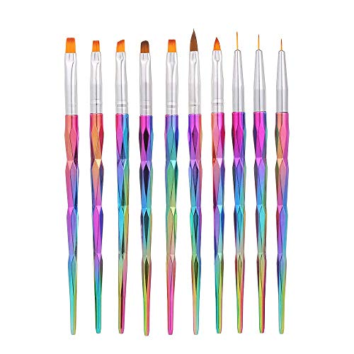 Anself 10Pcs Pinceles Uñas Kit de Cepillo de Uñas UV Diseño de Arte Uñas de Gel Pintura Pluma de Dibujo Conjunto de Herramientas de Uñas