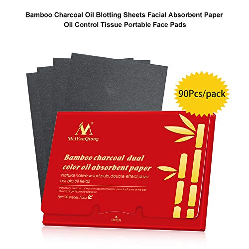 Anself Blotting Paper Carbón de Bambú Papel Absorbente Facial Hojas de Transferencia de Aceite Tejido De Control De Aceite Almohadillas Faciales Portátiles Parches 90 Unids/pack