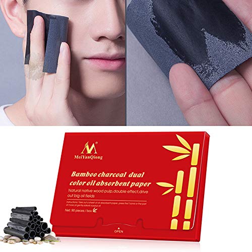 Anself Blotting Paper Carbón de Bambú Papel Absorbente Facial Hojas de Transferencia de Aceite Tejido De Control De Aceite Almohadillas Faciales Portátiles Parches 90 Unids/pack