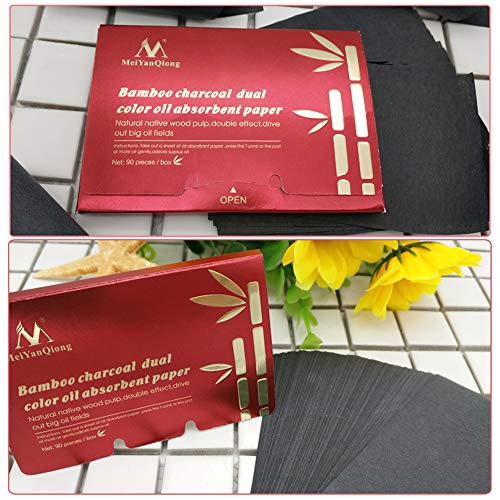 Anself Blotting Paper Carbón de Bambú Papel Absorbente Facial Hojas de Transferencia de Aceite Tejido De Control De Aceite Almohadillas Faciales Portátiles Parches 90 Unids/pack