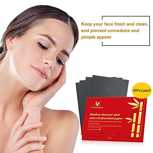 Anself Blotting Paper Carbón de Bambú Papel Absorbente Facial Hojas de Transferencia de Aceite Tejido De Control De Aceite Almohadillas Faciales Portátiles Parches 90 Unids/pack