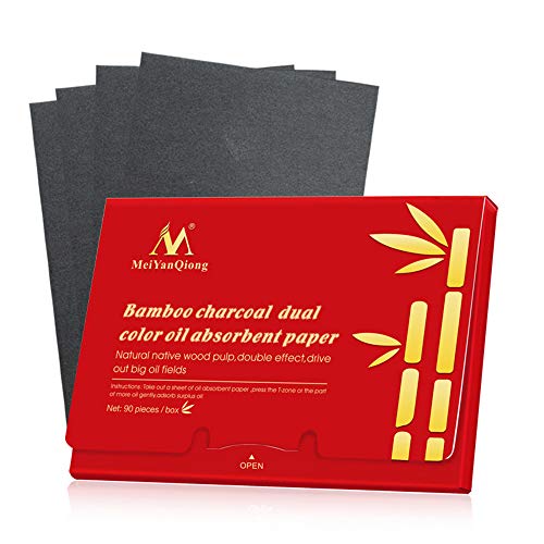 Anself Blotting Paper Carbón de Bambú Papel Absorbente Facial Hojas de Transferencia de Aceite Tejido De Control De Aceite Almohadillas Faciales Portátiles Parches 90 Unids/pack