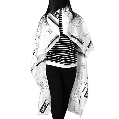 Anself - Capa Delantal de Peluquería para Corte de Pelo Impermeable Ligero Adjustable en Cuello (negro)