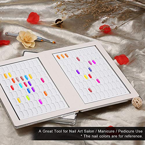Anself Nail Art Display libro de cartas colores de uñas, Libro de Pantalla de Uñas con Puntas de Uñas, 160 Colores Tabla de Colores de Gel Polish 240 Uñas Falsas (White)