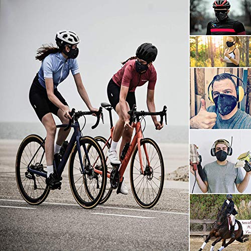 Anticontaminación Máscara Bicicleta, Adecuado para la Prueba de Polvo, Lavable, Deportes, al Aire Libre, con 4 Piezas de Filtro de carbón Activado(Negro)
