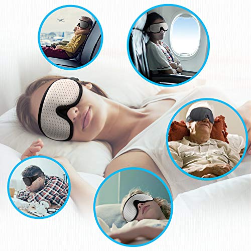 Antifaz para Dormir 3D Antifaz Dormir de Máscara Suave y Transpirable|Algodón de Memoria Avanzada|Ajustable|100% Resistente a la Luz y Cómoda|Adecuada Antifaz Dormir para Hombres y Mujeres