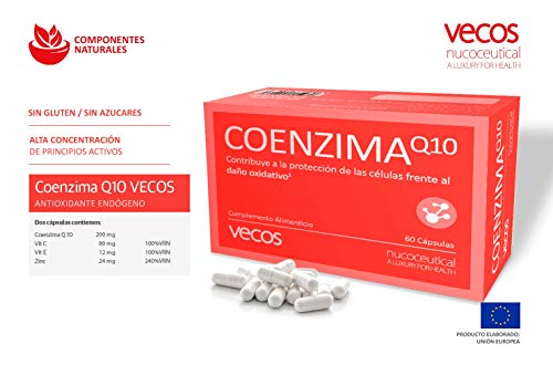 Antioxidante endógeno Vecos con coenzima Q10, vitamina C y vitamina E – Potencia el rendimiento físico – 60 cápsulas