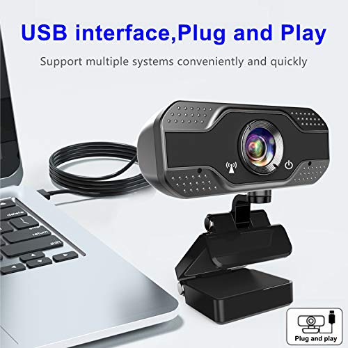 ANWIKE Webcam HD 1080P con micrófono, Webcam para computadora con transmisión automática con Enfoque automático para computadora portátil/computadora de Escritorio/Mac, para Video Llamada/Conferencia