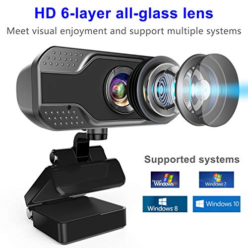 ANWIKE Webcam HD 1080P con micrófono, Webcam para computadora con transmisión automática con Enfoque automático para computadora portátil/computadora de Escritorio/Mac, para Video Llamada/Conferencia