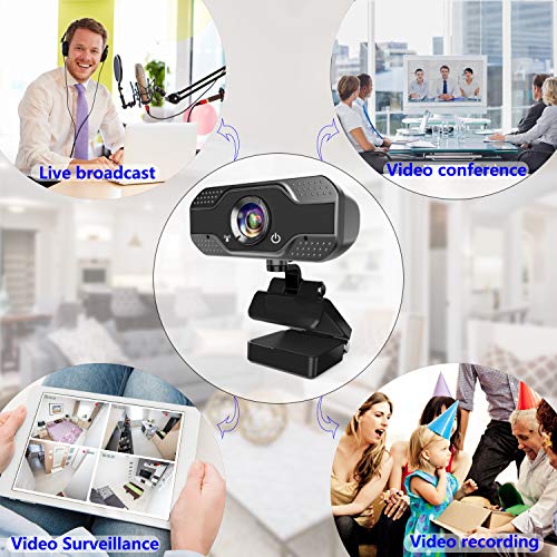 ANWIKE Webcam HD 1080P con micrófono, Webcam para computadora con transmisión automática con Enfoque automático para computadora portátil/computadora de Escritorio/Mac, para Video Llamada/Conferencia