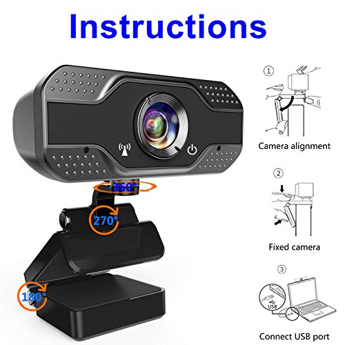 ANWIKE Webcam HD 1080P con micrófono, Webcam para computadora con transmisión automática con Enfoque automático para computadora portátil/computadora de Escritorio/Mac, para Video Llamada/Conferencia