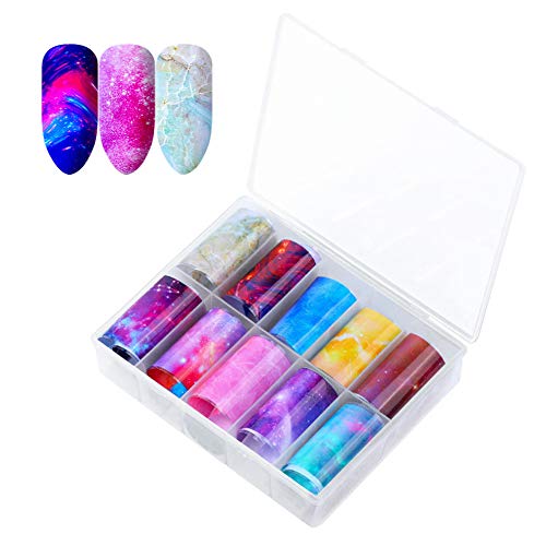 Anyasen 30 rollos Nail Art Foil Nail Art Foil Sticker Holográfico Nail Stickers Tips Wraps Transfer Decals Foil Transfer Sticker Glitters Kit de decoración para manicura Acrílico DIY Decoración 4cm