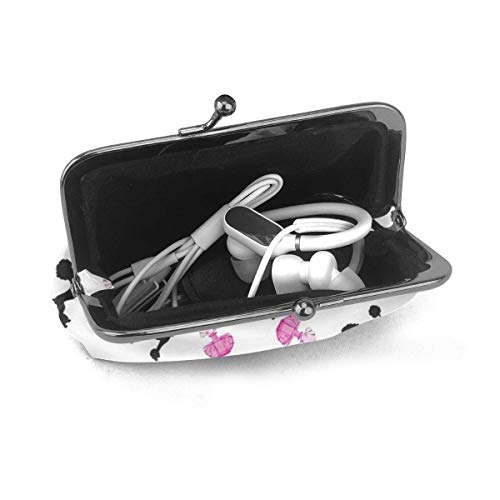 AOOEDM Girly Pink Perfume Bottle and Poodle PU Leather Exquisita Hebilla Monederos Vintage Pouch Classic Kiss-Lock Monedero Monedero Carteras Regalo