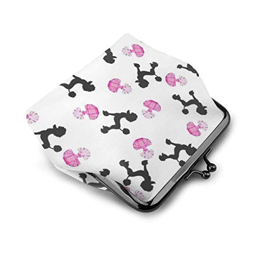 AOOEDM Girly Pink Perfume Bottle and Poodle PU Leather Exquisita Hebilla Monederos Vintage Pouch Classic Kiss-Lock Monedero Monedero Carteras Regalo