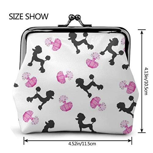 AOOEDM Girly Pink Perfume Bottle and Poodle PU Leather Exquisita Hebilla Monederos Vintage Pouch Classic Kiss-Lock Monedero Monedero Carteras Regalo
