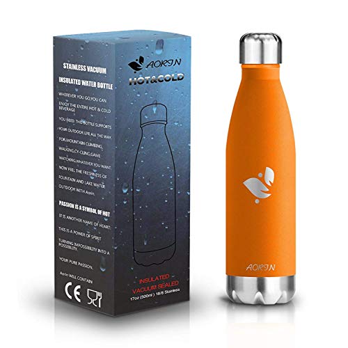 AORIN de Doble Pared con Aislamiento de Botella de Agua de Acero Inoxidable. Proceso de Recubrimiento en Polvo, no es fácil de desprenderse, Resistencia al Rayado, fácil de Limpiar.