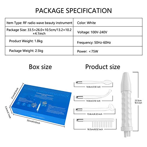 Aozzy Portátil Alta Frecuencia Facial Belleza de Dispositivos para Quitar Arrugas, Acné y Alopecia con 4 Electrodos