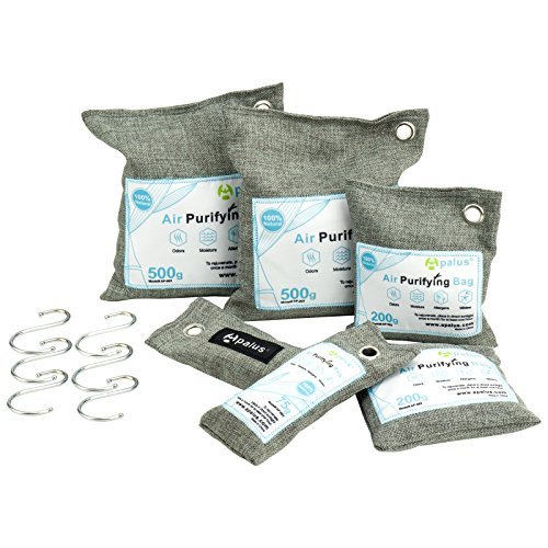 Apalus ® Bolsa de Carbón Activo De Bambú, Deshumidificador Y Purificador De Aire. Ambientador Natural, Desodorante para Eliminar los Olores del Automóvil, Armarios, Zapatos, (Set Familia)