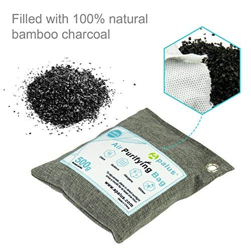 Apalus ® Bolsa de Carbón Activo De Bambú, Deshumidificador Y Purificador De Aire. Ambientador Natural Eficaz y Desodorante para Eliminar los Olores del Automóvil, Sala,Baños, (500Gx2)