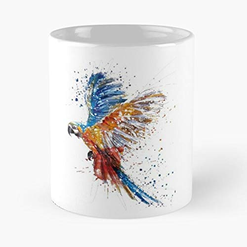 Aparrot-birds-splash Classic Mug - Novelty Ceramic Cups 11oz, Unique Birthday And Holiday Gifts For Mom Mother Father-teiltspe