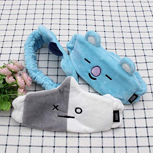 APHT Mujeres Kpop BTS Bangtan Boys Máscara de ojo para dormir Lindo elástico Coral Fleece para maquillaje Ducha y Cosplay Suga Jimin Jin Jung Jook J-Hope Rap-Monster V Accesorios de dibujos animados