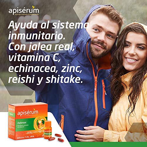 Apisérum Defensas Viales bebibles - Jalea Real con Vitamina C, Reishi y Shitake – Mantiene y refuerza las defensas- Tratamiento para 18 días