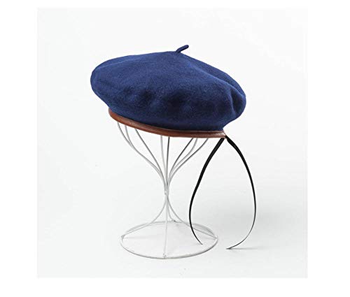 AQWESP Punto Sombrero de Gorro de Algodón caduca Amarillo PU Cuero Ribete Boina Pintor Sombrero Damas Encaje Gorra