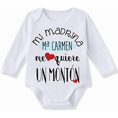 AR Regalos Body Personalizado Mi Madrina me Quiere un montón (0 a 3 Meses)