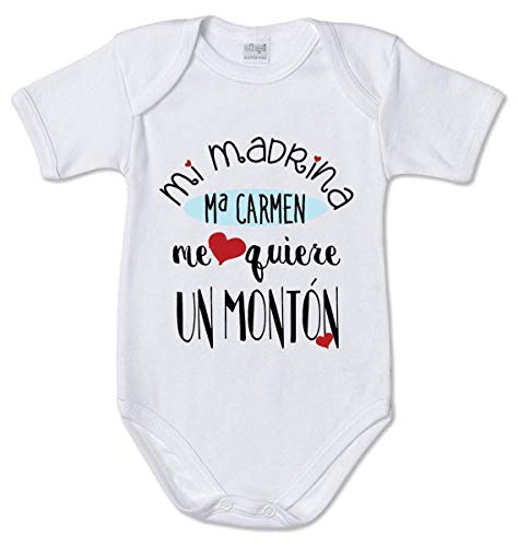 AR Regalos Body Personalizado Mi Madrina me Quiere un montón (0 a 3 Meses)