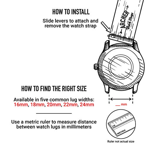 Archer Watch Straps | Repuesto de Correa Reloj de Silicona para Hombre y Mujer, Caucho Fácil de Abrochar para Relojes y Smartwatch | Negro, 20mm