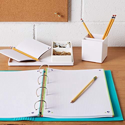 Archivador 4 anillas con recambio y goma Oxford, School, Tapa Extradura A4+ con Recambio 100 Hojas, Cuadrícula 5x5, Color Ice Mint