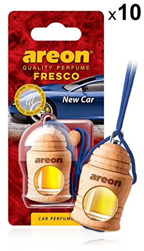 AREON Fresco Ambientador Nuevo Coche Olor New Car Colgante Azul (Pack de 10)