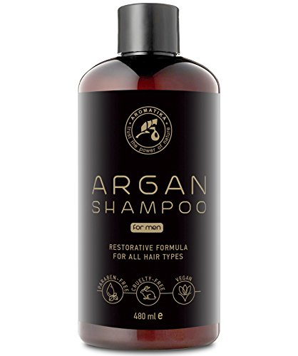 Argan Oil Champu para Hombres 480ml - Shampoo con Aceite de Argán Natural y Extractos de Hierbas - para Todo Tipo de Cabello - Fórmula Reparadora Especial para Hombres - Cuidado del Cabello