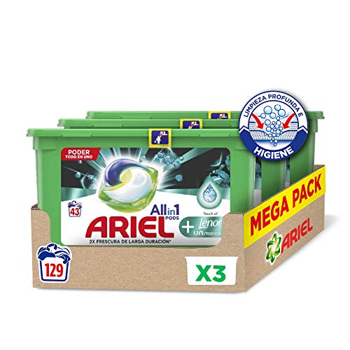 Ariel Allin1 Pods UNstoppables - Detergente en cápsulas para la lavadora, fragancia Lenor UNstoppables, 129 lavados (3 x 43)