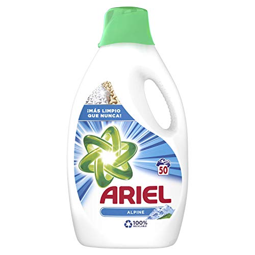 Ariel Frescor Los Alpes Detergente Líquido Elimina Las Manchas A La Primera Para Una Limpieza Increíble, 50 Lavados - 2.75 l