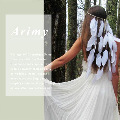 Arimy Boho Diadema de plumas negras, con borla hippie, trenzada, tribal indio, plumas, para festivales, carnaval, diadema