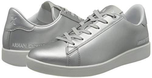 Armani Exchange Box Sole Sneakers, Zapatillas para Mujer, Plateado (Silver 00077), 37 EU