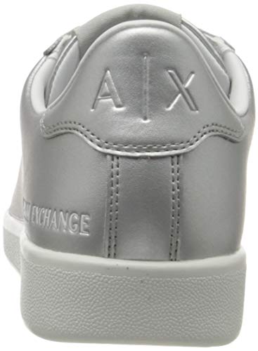 Armani Exchange Box Sole Sneakers, Zapatillas para Mujer, Plateado (Silver 00077), 37 EU